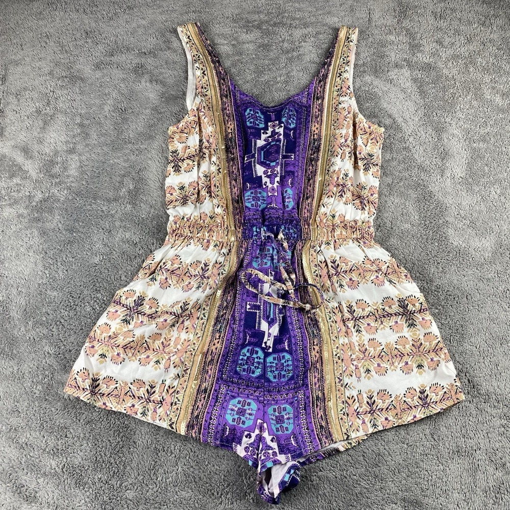 Minkpink Romper Sleeveless Womens Small‎ Purple Tan Aztec Print